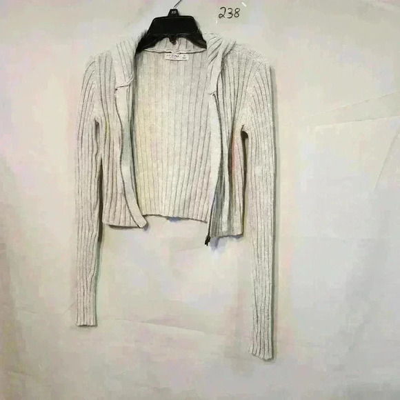 Arizona jean co womens cropped zip up sweater size XS color cream - Picture 3 of 5